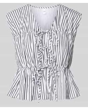 Y.A.S Relaxed Fit Blousetop Met Vetersluiting, Model 'Ebba' - Wit