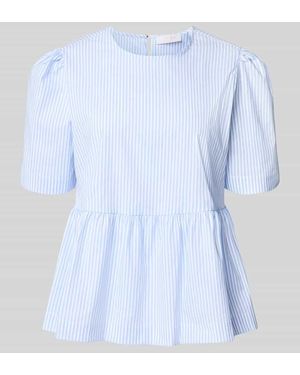 Rich & Royal Bluse mit Rundhalsausschnitt und Knopfverschluss - Blau