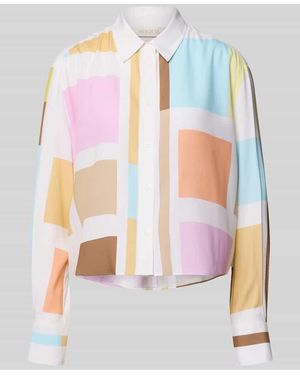 Herzen's Boxy Fit Bluse im Allover-Look - Mehrfarbig