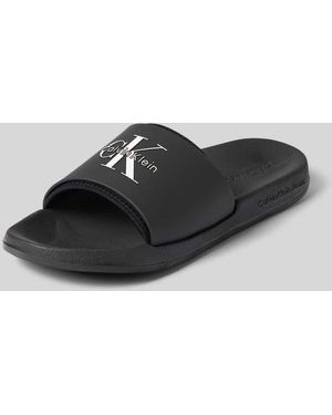 Calvin Klein Badeschuhe mit Label-Prägung - Schwarz