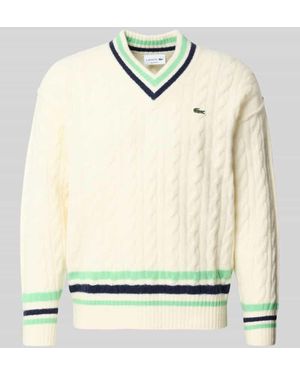 Lacoste Relaxed Fit Strickpullover aus Woll-Mix - Natur