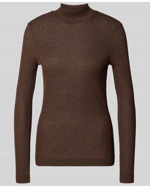 Rich & Royal Longsleeve aus Viskose-Mix mit Stehkragen - Braun