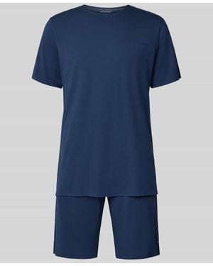 Schiesser Pyjama mit Logo - Blau