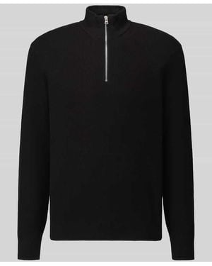 Only & Sons Regular Fit Troyer aus Baumwoll-Mix Modell 'PHIL' - Schwarz