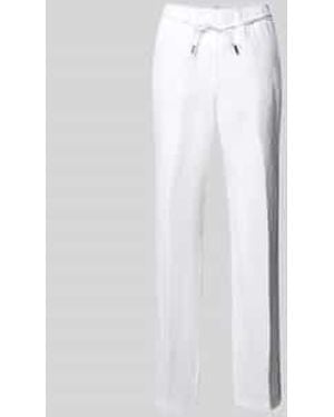 Brax Straight Leg Linnen Broek Met Strikceintuur - Wit
