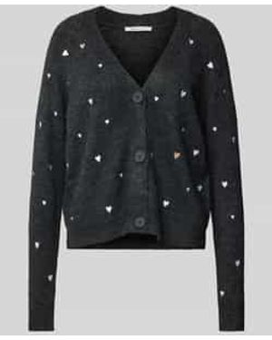 Tom Tailor Comfort Fit Gebreid Jack Met Geborduurd Hart - Zwart