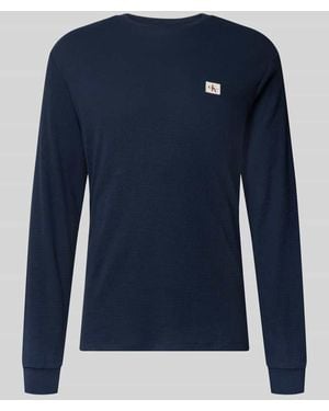 Calvin Klein Longsleeve mit Strukturmuster - Blau