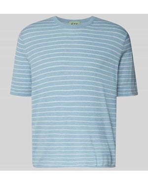 FTC Cashmere T-Shirt in Strick-Optik mit Kaschmir-Anteil - Blau