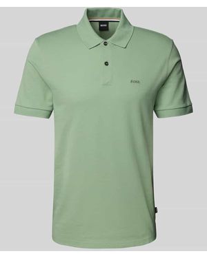 BOSS Slim Fit Poloshirt mit Label-Stitching Modell 'PALLAS' - Grün