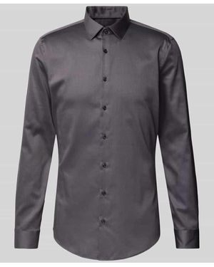 Jake*s Super Slim Fit Business-Hemd Mit Kentkragen - Blau