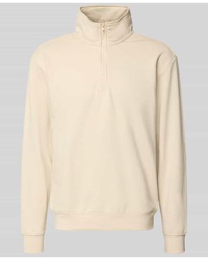 Blend Sweatshirt mit Troyer-Kragen Modell 'BRODY' - Natur
