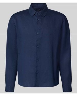 Gap Regular Fit Leinenhemd mit Kentkragen - Blau
