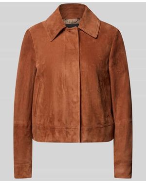 BOSS Regular Fit Lederjacke aus echtem Ziegenleder Modell 'SAMARO' - Braun