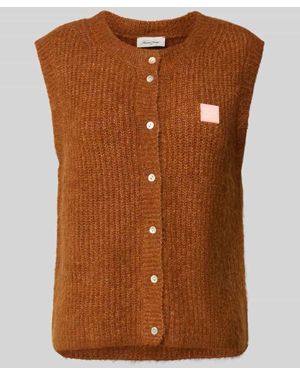 American Vintage Strickweste mit Label-Patch - Braun