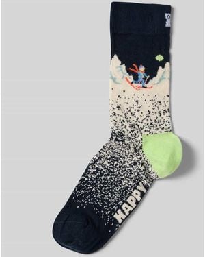 Happy Socks Socken im Allover-Look Modell 'Sleigh' - Blau