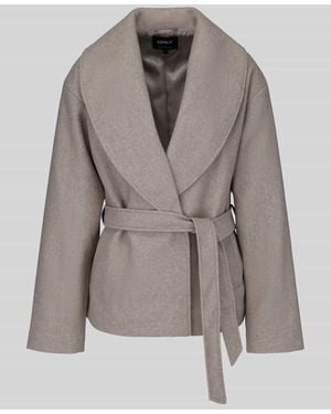 ONLY Regular Fit Kurzmäntel mit Bindegürtel Modell 'AUGUSTA' - Grau