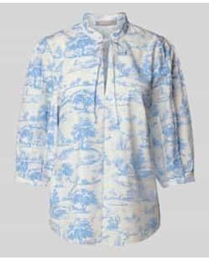 christian berg Regular Fit Blouse Met Druppelvormige Hals - Blauw