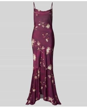Rinascimento Abendkleid mit Spaghettiträgern und floralem Allover-Print - Lila