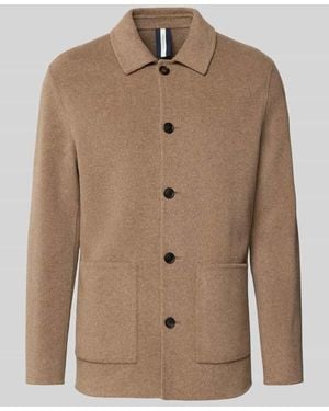 Profuomo Hemdjacke aus Wolle mit aufgesetzten Taschen - Natur