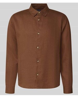 Gap Regular Fit Leinenhemd mit Kentkragen - Braun