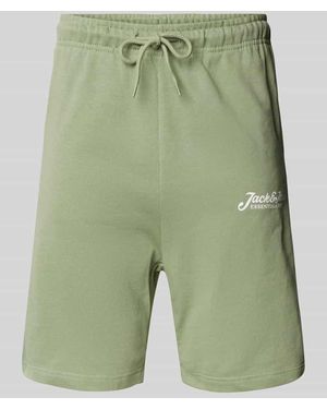 Jack & Jones Slim Fit Sweatpants mit Label-Print Modell 'GORDON' - Grün