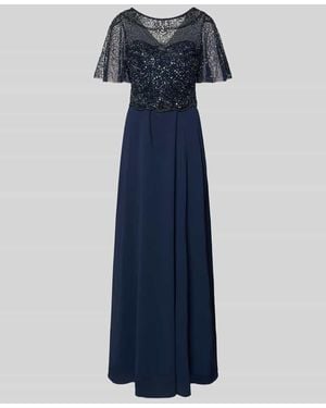 Christian Berg Cocktail Abendkleid mit Perlen und Pailletten - Blau