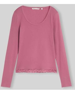 Tom Tailor Slim Fit Langarmshirt aus Baumwoll-Mix - Pink