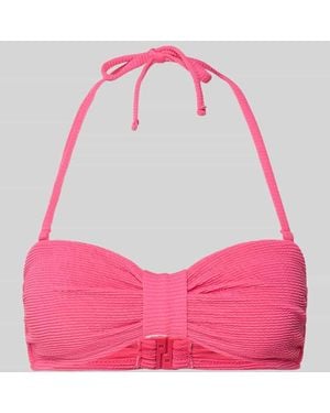 Jake*s Bikini-Oberteil in Bandeau-Form mit Strukturmuster - Schwarz