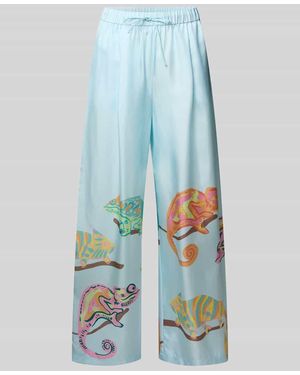 Herzen's Wide Fit Seidenhose mit Motiv-Print - Blau