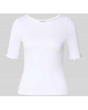 Zero T-Shirt mit Rundhalsausschnitt und Muschelsaum - Weiß