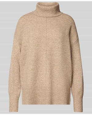Pieces Regular Fit Rollkragenpullover mit Woll-Anteil Modell 'MALOU' - Natur