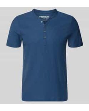 Mcneal T-Shirt Met V-Hals En Knoopsluiting - Blauw