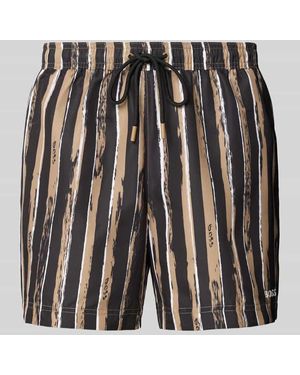 BOSS Regular Fit Badeshorts mit Mesheinsatz - Schwarz