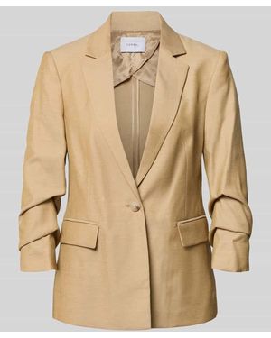 Comma, Slim Fit Blazer mit Pattentaschen und gerafften Ärmeln - Natur