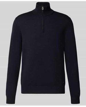 Joop! Modern Fit Troyer aus reiner Schurwolle Modell 'Dario' - Blau