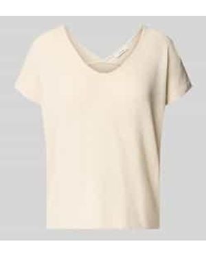 Opus T-Shirt Van Viscosemix Met V-Hals Model 'Sirukus' - Naturel
