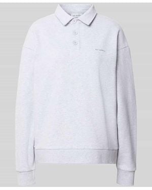Oh April Oversized Sweatshirt mit Polokragen und Label-Print - Weiß