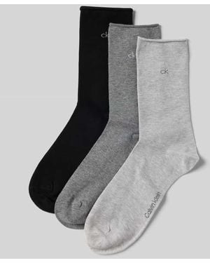 Calvin Klein Socken mit Logo-Stitching im 3er-Pack - Grau