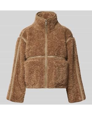 Neo Noir Jacke aus Teddyfell mit Reißverschluss Modell 'Nida' - Braun