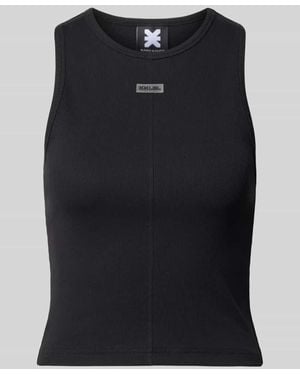 Karo Kauer Tanktop mit Rundhalsausschnitt und Label-Patch - Schwarz