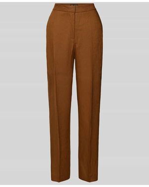 Mango Straight Fit Leinenhose mit Bügelfalten Modell 'Boreli' - Braun