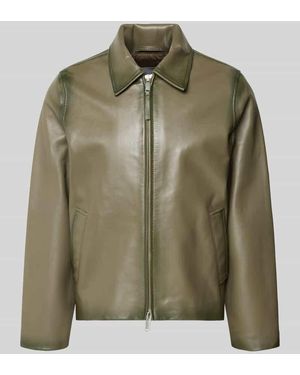 Samsøe & Samsøe Lederjacke mit Zweiwege-Reißverschluss Modell 'Saike' - Grün
