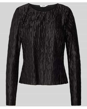 Mbym Slim Fit Bluse Mit Strukturmuster Modell 'Azuria' - Schwarz