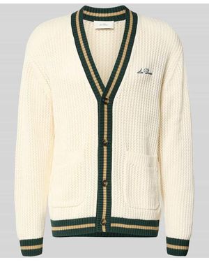 Les Deux Cardigan mit Label-Stitching und aufgesetzten Taschen - Natur