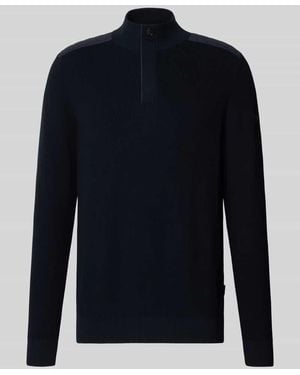 Bugatti Strickpullover mit gepolsterten Schultern - Blau