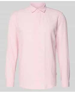 Only & Sons Slim Fit Vrijetijdsoverhemd Van Mix Van Katoen En Linnen Model 'Caidenls Solid' - Roze