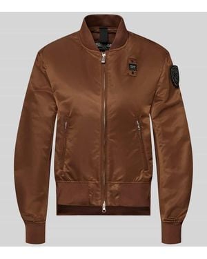 Blauer Usa Bomberjacke mit Reißverschlusstaschen Modell 'LAURIE' - Braun