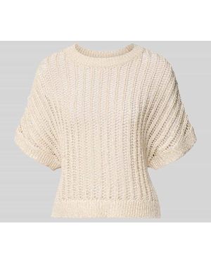 Comma, Strickpullover mit 1/2-Arm und Rundhalsausschnitt - Natur