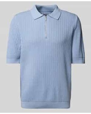 JAKE*S STUDIO MEN Regular Fit Poloshirt Met Kabelpatroon - Blauw