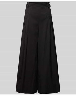 M·a·c Wide Leg Stoffhose mit verkürztem Schnitt Modell 'Leonie' - Schwarz